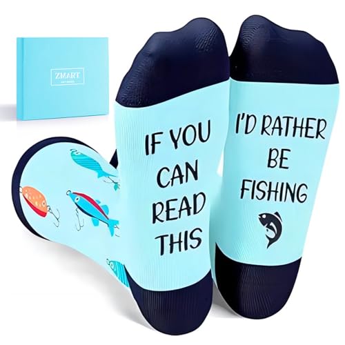 Zmart Funny Fly Fishing Gifts For Fisherman Men, Fishing Gifts Who Have Everything, Id Rater Be Fishing Socks Unique Fishing Socks Men