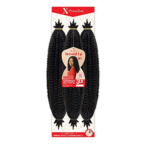 Outre Crochet Braids X-Pression Twisted Up 3X Springy Afro Twist 24' (1-pack, 1B)