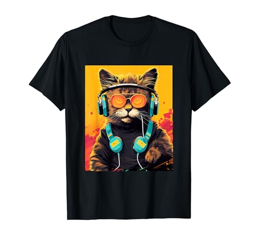 Cat with headphones and sunglasses T-Shirt