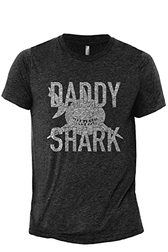 Thread Tank Daddy Shark Modern Fit Men's Crewneck Casual Fit T Shirt Humor Printed Graphic Tee Vintage Wear Summer Outfit Charcoal Grey 2X-Large