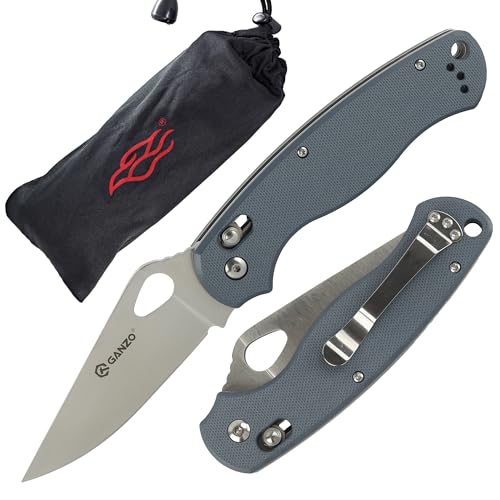 Ganzo G729-GY Folding Pocket Knife 440C Stainless Steel Blade G10 Anti-Slip Handle with Clip Hunting Fishing Camping Folder Outdoor Utility Folding Knife EDC Knife (Grey)