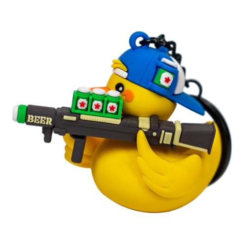 Combat Iron Tactiduck Novelty Rubber Duck Keychain - Durable Key Chain Duck Accessory - Beer Launcher Tactiduck 3D Rubber Keychain