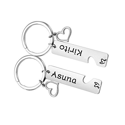 MYOSPARK Kirito And Asuna Couples Keychain Set His And Her Gift For Couple Boyfriend Husband (Ausna and Kirito Keychain)