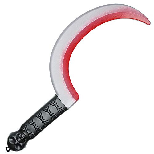Skeleteen Bloody Sickle Weapon Prop - Fake Zombie Costume Accessories Weapons Knife Props With Jolly Roger Handle