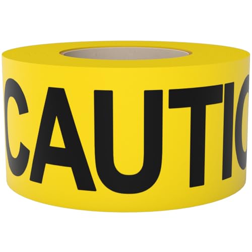 Premium Yellow Caution Tape 3 inch x 1000 feet, Bright Yellow w/Bold Black Text, 3' Wide for Maximum Readability, Strongest & Thickest Tape for Danger/Hazardous Areas