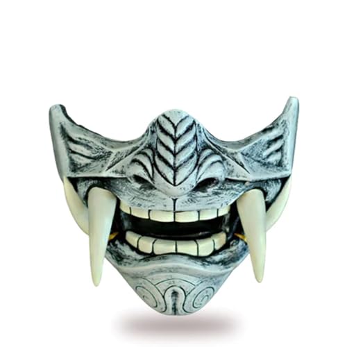 Luminda Japanese Hannya Mask, Samurai Oni Mask Prajna Ghost Mask Scary Horrible Half Face Mask for Cosplay Party Halloween