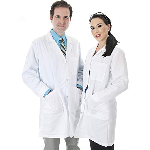 TALVANIA Lab Coat Men Women White Unisex Lab Coats Cotton Laboratory Long Sleeve Coats