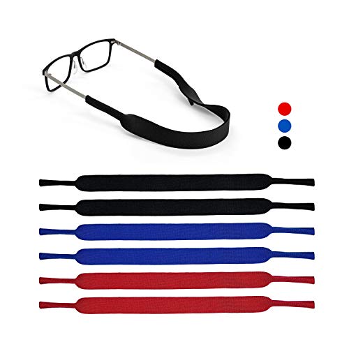 SQV Eyeglasses Holder Strap Premium Soft Neoprene Adjustable Sport Eyeglasses Holder for Men & Women - Glasses Cord Lanyard - Eyeglass Retainer (6, Mixed Color)
