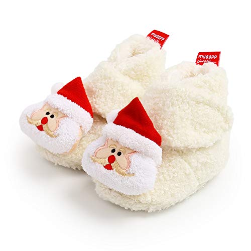 Ohwawadi Christmas Baby Booties Cozy Fleece Infant Baby Slippers Soft Bottom Warm Cartoon Socks Newborn Crib Shoes