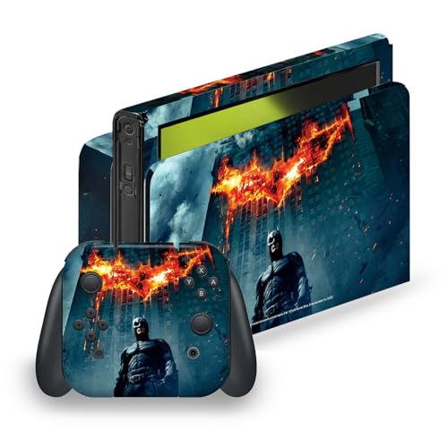 Head Case Designs Officially Licensed The Dark Knight Batman Poster Key Art Vinyl Sticker Gaming Skin Decal Cover Compatible with Nintendo Switch OLED Bundle