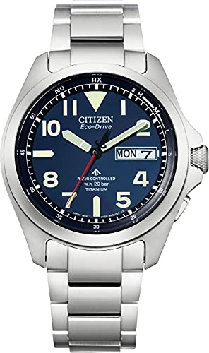 Citizen Promaster AT6080-53L Wristwatch, Photo-Powered Eco-Drive Radio Watch, Waterproof, Men's/Silver/Business, Radio Solar, Silver