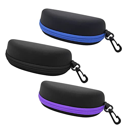 3 Pack Sunglasses Case for Women and Men, Portable Travel Large Eyeglasses Case/Safety Glasses Case/ 3D Glasses Case or Reading Glasses Case, 3 Pack