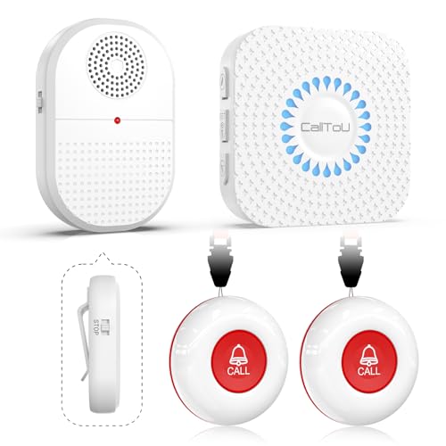 CallToU Caregiver Pager Call Button elderlyWireless SOS Call Button Vibration Pager Nurse Calling Alert System for Home Elderly Disabled Patient 2 SOS Call Buttons/Transmitters 2 Receivers