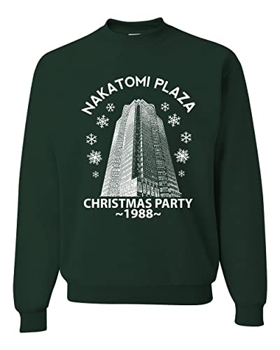 Wild Bobby Nakatomi Plaza Christmas Party 1988 Classic McClane Die Hard Ugly Christmas Sweater Unisex Crewneck Sweatshirt, Forest Green, Large
