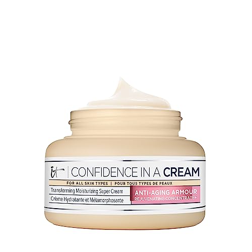 IT Cosmetics Confidence in a Cream Anti Aging Face Moisturizer – Visibly Reduces Fine Lines, Wrinkles & Signs of Aging Skin in 2 Weeks, 48HR Hydration with Hyaluronic Acid, Niacinamide - 4 fl oz