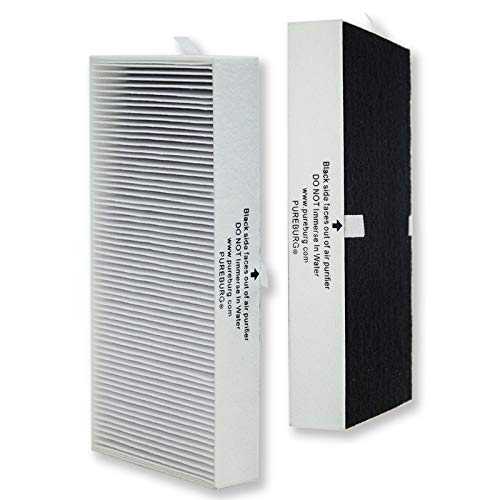 PUREBURG HRF201B True HEPA Replacement Filter Compatible with Honeywell HHT270 HHT270W HHT290 HEPAClean Series Air Purifiers Part HRF201B Type U,H13 Activated carbon 2-IN-1 Air Clean,2-Pack
