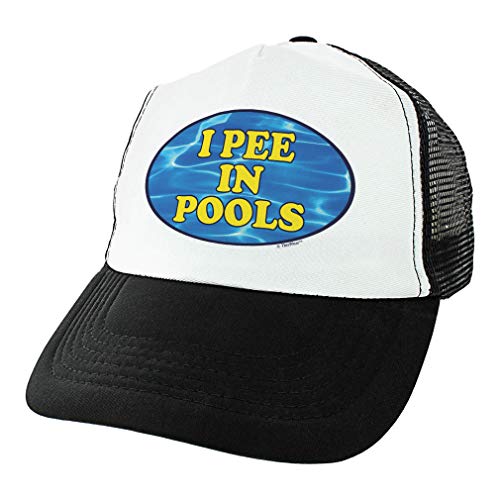 Joke Hat I Pee in Pools Hat Summer Camp Gifts Gag Gifts for Men or Women Humorous Gift Trucker Hat Black