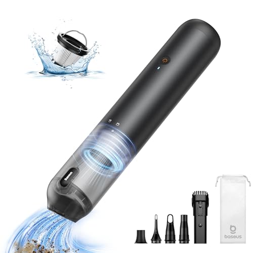 Baseus Car Vacuum Cleaner Portable Cordless, 12000PA Rechargeable Handheld Vacuum with Single Touch Empty, USB C Fast Charging, 4 in 1 Mini Air Blower Inflator Pump Vacuum for Car,Home,Camping