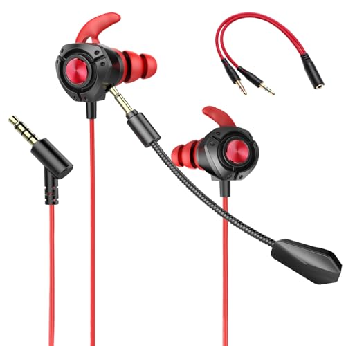 YYUNJINI Gaming Headset with Microphone Wired Gaming Earbuds PC for PS4 PS5 Xbox One Playstation 5 Games Mobile Phone,Detachable Stereo Bass Earphones Noise Cancelling Gaming Headphones with Mic Black