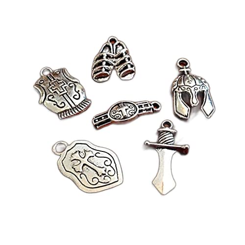 NA 10 sets, Armor of God Charm Sets, Full Armor Of God Charms, 10 pieces each of the Belt, Shield, Breastplate, Helmet, Sword, Shoes