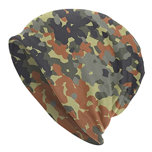 German Flecktarn Camouflage Knit Hat Beanie Cap Headwear Unisex Skull Cap for Men and Women