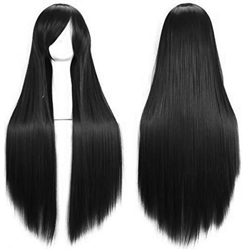 AKStore Wigs 32' 80cm Long Straight Anime Fashion Women's Cosplay Wig With Free Wig Cap(Black)