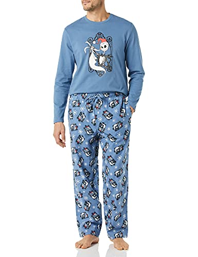 Amazon Essentials Disney Men's Snug-Fit Cotton Pajama Sleepwear Sets, Nightmare Santa Jack - Mens, Large