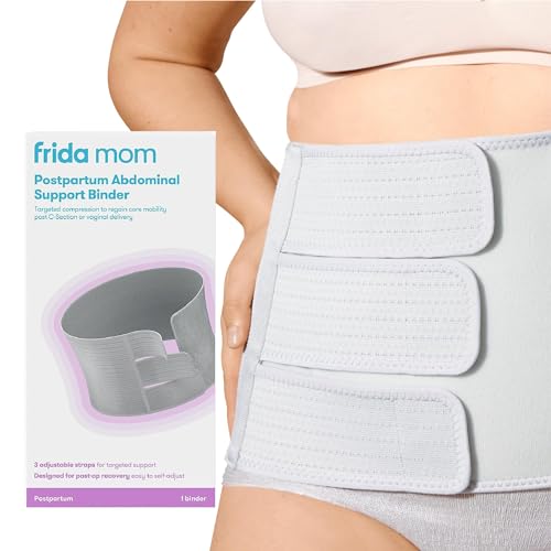 Frida Mom Belly Binder Postpartum Recovery, for Natural Delivery & C-Section Recovery, 9' High Adjustable Compression Wrap