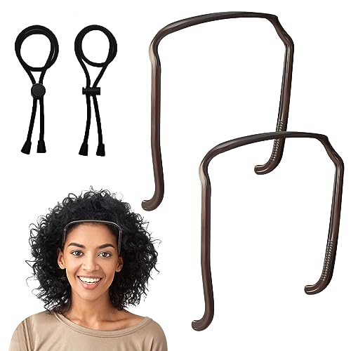 Oueszora Sunglasses Headband 2 Pcs Square Headbands Curly Hair Headbands with 2 Black Puff Ponytail Ties Adjustable