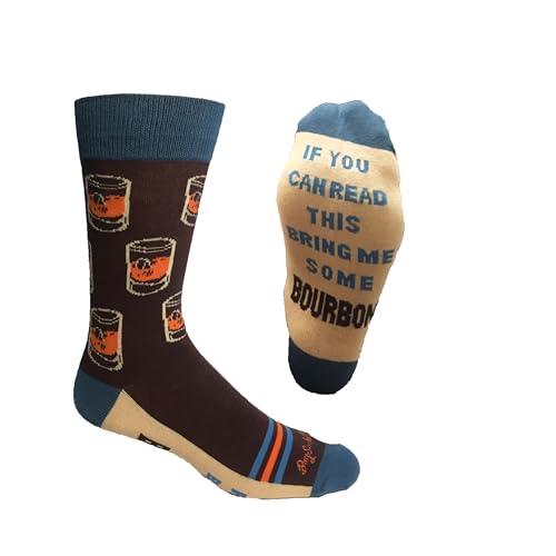 If You Can Read This Bring Me Some Bourbon Men's Socks | Bourbon Gift for Men Funny Novelty Fashion Dress Socks | Unique Gifts for Bourbon Whiskey Lovers
