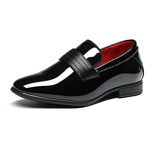 Bruno Marc Boy's Dress Formal Tuxedo Shoes Slip-on Loafers, Bright Black, Size 10, SBLS2340K