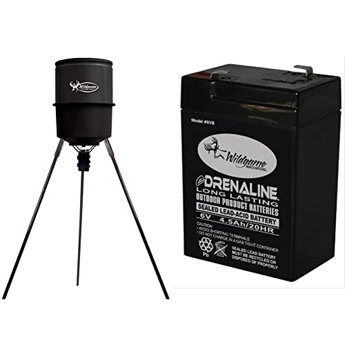 Wildgame Innovations Tri-Pod Deer Feeder + Wildgame Innovations 6V Rechargeable Battery