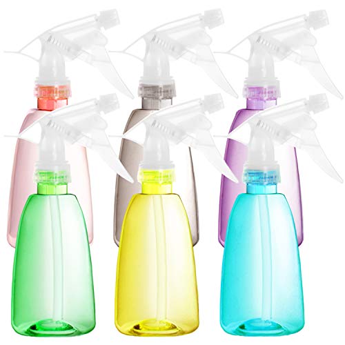 Youngever 6 Pack Empty Plastic Spray Bottles, Spray Bottles for Hair and Cleaning Solutions in 6 Colors (12OZ)