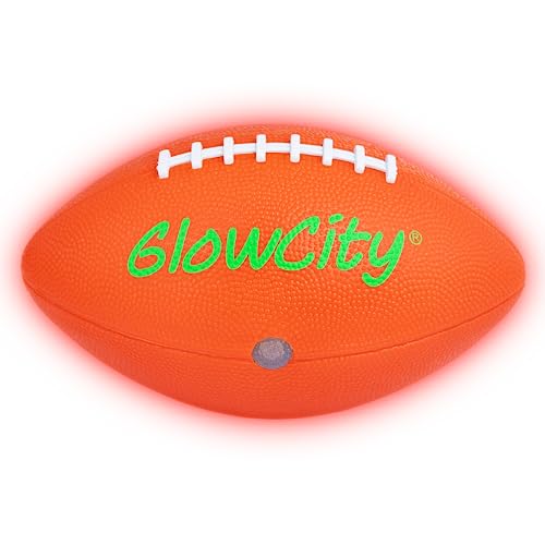 GlowCity Glow in The Dark Football - Light Up, Youth Size Footballs for Kids - LED Lights and Pre-Installed Batteries Included﻿