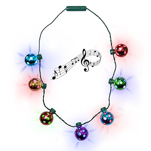 LED Holiday Jingle Bell Necklace with 6 Dynamic Light Modes with Jingle Bell Sound for Kids and Adults