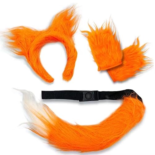 ARK Survivor Fox Costume With Fox Ears Headband Fox Tail Fox Paw Gloves For Women Girls Boys Fox Accessories Set For Halloween Dress-Up