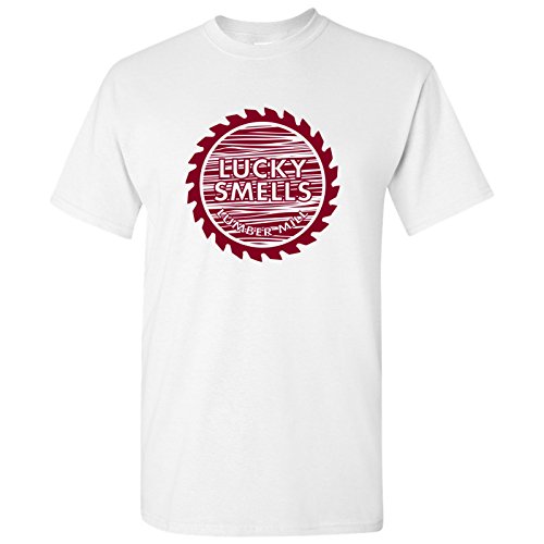 UGP Campus Apparel Lucky Smells - Lumber Saw Mill Miserable T Shirt - Small - White