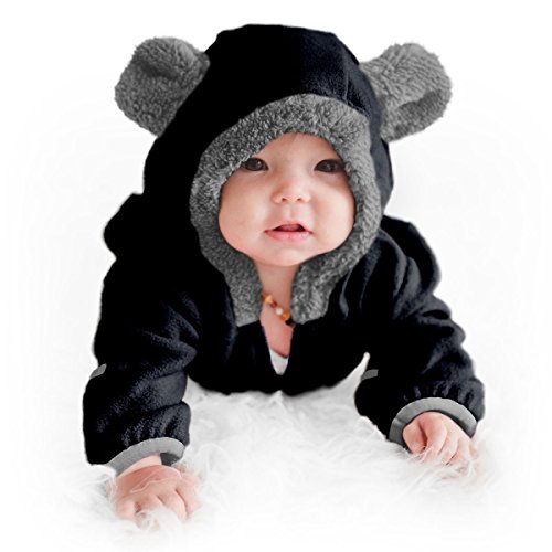 Fleece Baby Bunting Bodysuit – Infant One Piece Kids Hooded Romper Outerwear Toddler Jacket 3T