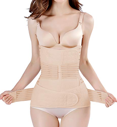 ChongErfei 2 in 1 Postpartum Belly Band Support Recovery Belt Waist/Pelvis Belt Body Shaper Shapewear (Nude, Plus Size)