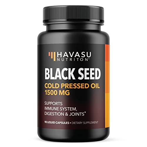Black Seed Oil Nigella Sativa Cold-Pressed Capsules | 1500mg Black Cumin Seed Oil with Antioxidants for Immune Support and Joint and Digestive Health | 90 Vegetarian & Non-GMO Liquid Capsules