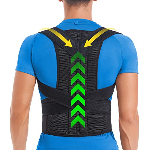 DIANMEI Posture Corrector for Women and Men, Brace for Upper and Lower Back Pain Relief, Adjustable and Fully Back Support Improve Back Posture and Lumbar Support(M, 30'-35.5' Waist)