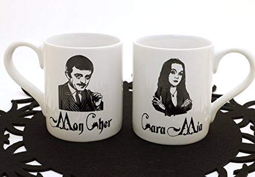 Vintage Macabre Family Funny Handmade Ceramic Mug Set LennyMud by Lorrie Veasey