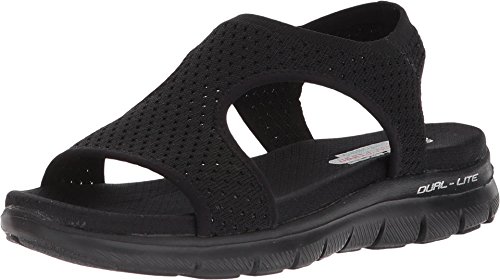 Skechers Cali Women's Flex Appeal 2.0-Deja Vu Sport Sandal,black/black,9 M US