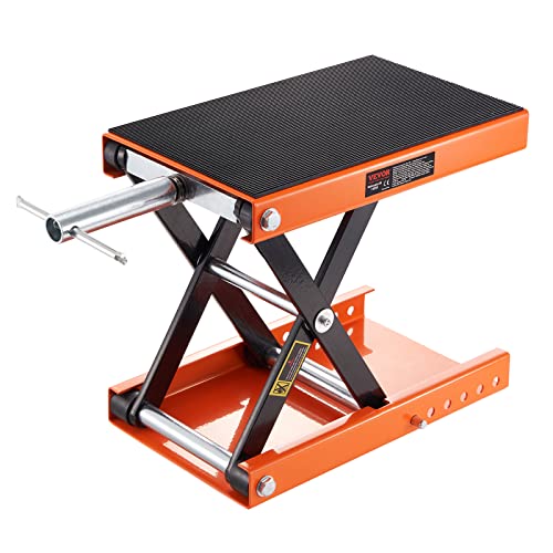 VEVOR Motorcycle Lift, 1100 LBS Motorcycle Scissor Lift Jack with Wide Deck & Safety Pin, 3.7'-13.8' Center Hoist Crank Stand, Steel Scissor Jack for Street Bikes, Cruiser Bikes, Touring Motorcycles