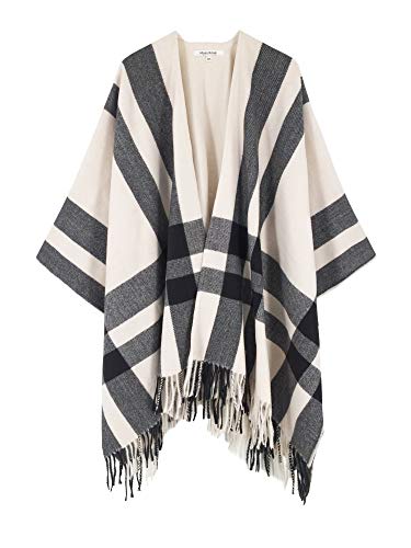 Moss Rose Women's Travel Plaid Shawl Wrap Open Front Poncho Cape for Fall Winter Holiday Gift