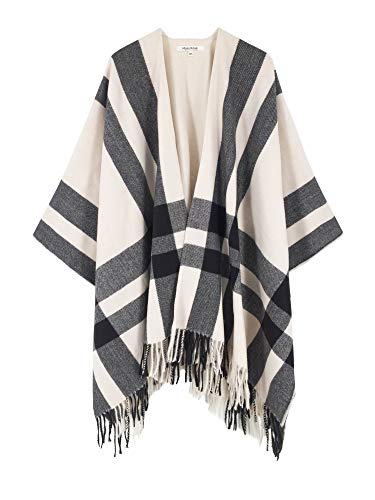 Moss Rose Women's Travel Plaid Shawl Wrap Open Front Poncho Cape for Fall Winter Holiday Gift