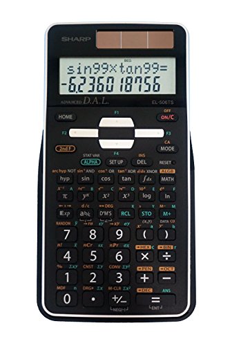 Sharp EL-506TSBBW 12-Digit Engineering/Scientific Calculator with Protective Hard Cover, Battery and Solar Hybrid Powered LCD Display, Great for Students and Professionals, Black
