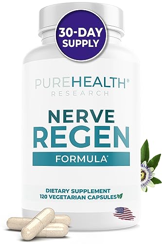 PUREHEALTH RESEARCH Nerve Regen Formula - Nerve Renew for Numbness, Tingling and Burning with R Alpha Lipoic Acid, Benfotiamine 300mg & Passion Flower Extract - Ala Nerve Support Supplement, 1 Bottle