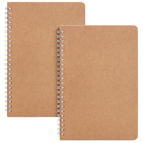Mr. Pen- Spiral Notebook, A5, Kraft Cover, 2 Pack, 80 Pages, Sketch Book, Drawing Notebook, Notebook Spiral, Spiral Bound Notebook, Spiral Sketchbook, Blank Journal Notebook, Unlined Notebook