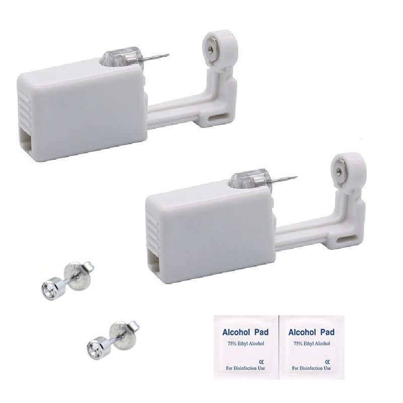 Pimoys 2pcs Painless Ear Piercing Gun Disposable Safety Asepsis Piercing Tool Kit with Ear Studs